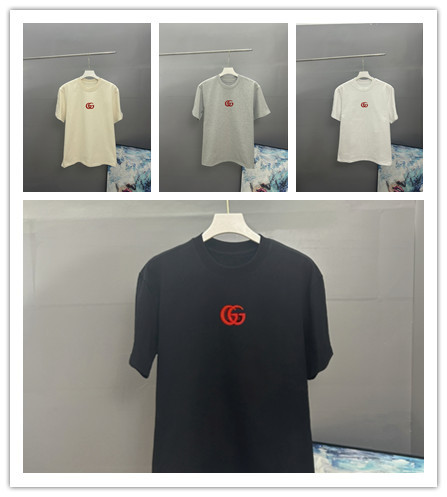 Gucci New Classic Embroidered Logo T-shirt Unisex Casual Round Neck Short Sleeve