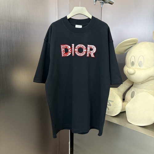 Dior Classic Logo Printed T-shirt Unisex Casual Round Neck Short Sleeve