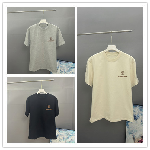 Burberry Classic Embroidered Logo Short Sleeve Unisex Casual Round Neck T-shirt