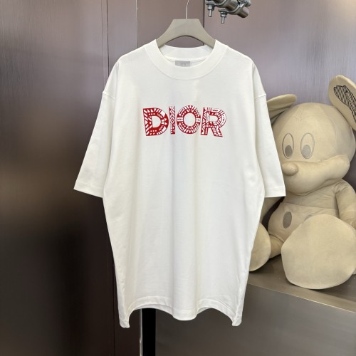 Dior Classic Logo Printed T-shirt Unisex Casual Round Neck Short Sleeve