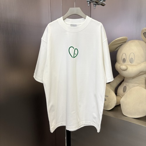 Dior New Simple Love Printed T-shirt Couple Casual Round Neck Short Sleeve