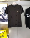 Louis Vuitton Classic Full Embroidered Logo T-shirt Unisex Versatile Round Neck Short Sleeve