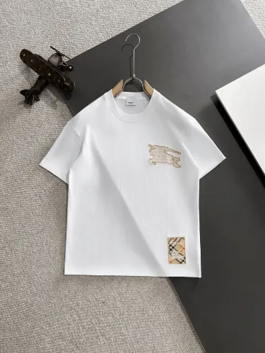 Burberry Fashion Hollow Embroidered Short Sleeve Couple Loose Casual T-shirt