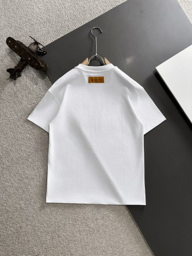 Louis Vuitton Fashion Embroidered Leather Logo Short Sleeve Unisex Loose Casual T-shirt