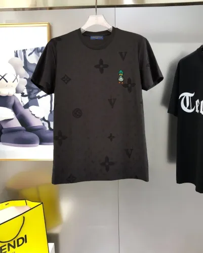 Louis Vuitton Fashion Full Embroidered Logo T-shirt Unisex Versatile Round Neck Short Sleeve