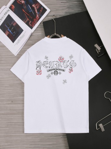 Chrome Hearts New Embroidered Sanskrit Horseshoe T-shirt Unisex Casual Versatile Short Sleeve