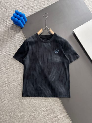 Prada New Fashion Tie Dye Wash Short Sleeve Unisex Loose Casual T-shirt