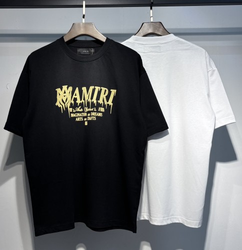 Amiri Fashion Foam Logo Printed T-shirt Unisex Casual Loose Short Sleeve