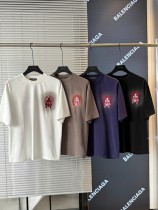 Chrome Hearts New Patchwork Cross Embroidered Sanskrit T-shirt Casual Washed Short Sleeve