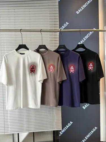 Chrome Hearts New Patchwork Cross Embroidered Sanskrit T-shirt Casual Washed Short Sleeve