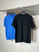 Louis Vuitton Fashion Logo Jacquard Hollow Knitted Shirt Short Sleeve