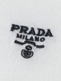 Prada Classic Logo Embroidered Wool Round Neck Short Sleeve