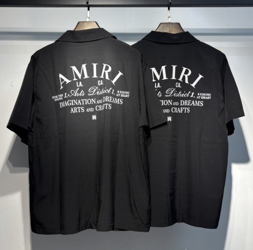 Amiri New Couple Classic Logo Printed Short Sleeve Shirt