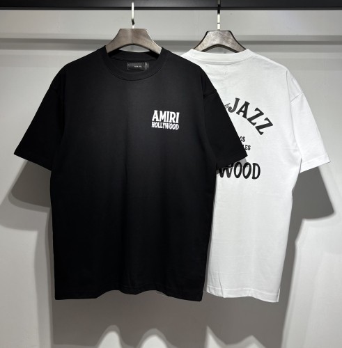 Amiri Fashion Logo Printed T-shirt Unisex Casual Versatile Short Sleeve