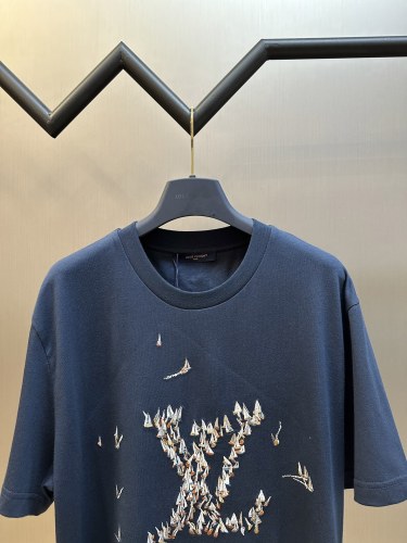 Louis Vuitton Fashion Sailor Embroidered Short Sleeve Couple Versatile Loose T-shirt