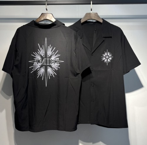 Amiri Couple Personalized Logo Printed Short Sleeved Shirt