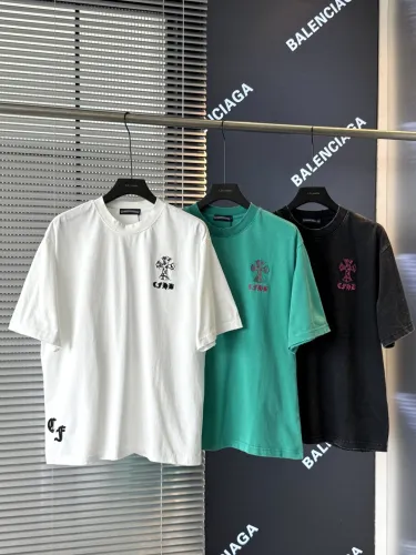 Chrome Hearts New Patchwork Cross Embroidered Sanskrit T-shirt Casual Short Sleeve