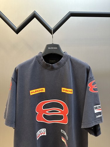 Balenciaga Fashion Sponsor Logos Short Sleeved Couple Versatile Loose T-shirt