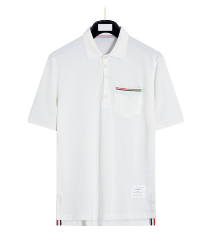 Thom Browne Fashion Chest Colorful Ribbon Logo Short Sleeve
