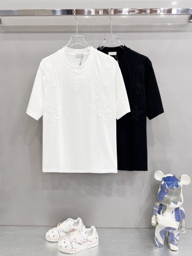Dior New Classic Embroidered Logo T-shirt Versatile Casual Short Sleeve