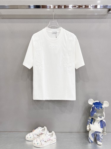 Dior New Classic Embroidered Logo T-shirt Versatile Casual Short Sleeve