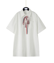 Thom Browne Fashion Women's Bow Dress College Style Shirt Skirt