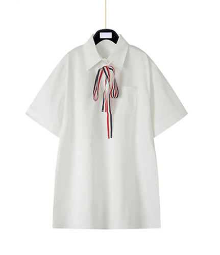 Thom Browne Fashion Women's Bow Dress College Style Shirt Skirt