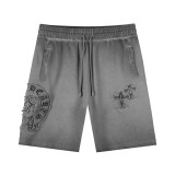 Chrome Hearts Classic Patchwork Embroidered Hardware Cross Washed Cotton Shorts