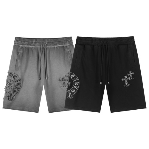 Chrome Hearts Classic Patchwork Embroidered Hardware Cross Washed Cotton Shorts