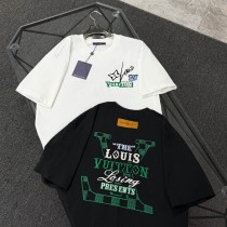 Louis Vuitton Classic Heavy Embroidered Logo Short Sleeve Couple Casual Round Neck T-shirt