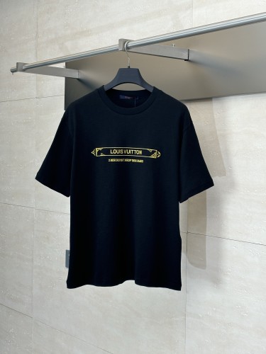 Louis Vuitton New Gold Frame Embroidered Round Neck Short Sleeve Casual Versatile T-shirt