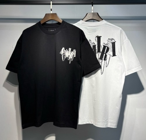 Amiri High Street 3D Logo Printed Short Sleeve Unisex Casual Round Neck T-shirt