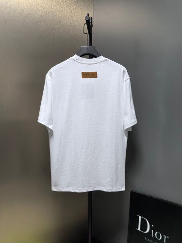 Louis Vuitton Classic Heavy Embroidered Logo T-shirt Unisex Casual Cotton Short Sleeve