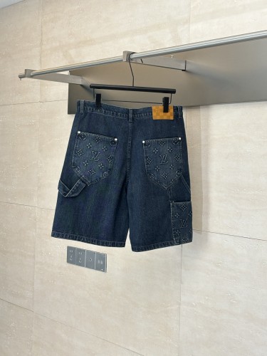 Louis Vuitton New Embossed Logo Denim Shorts Casual Work Pants