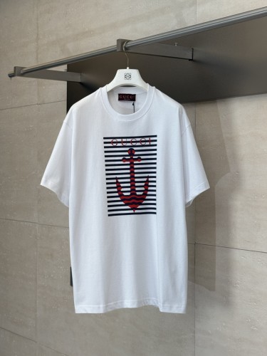 Gucci Fashion Anchor Printed T-shirt Couple Casual Cotton Short Sleeve