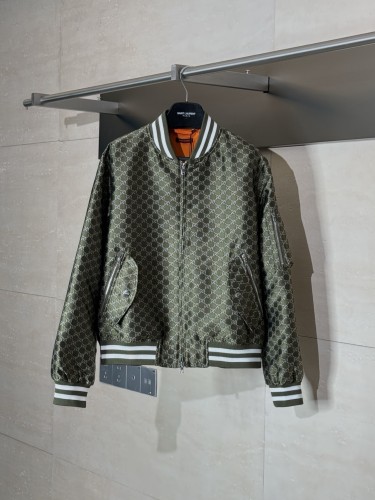 Gucci Couple Double G Full Print Long Sleeve Zipper Pilot Coat