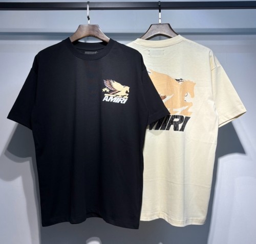 Amiri High Street Fashion Printed Short Sleeve Unisex Casual Round Neck T-shirt