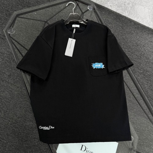Dior Classic Embroidered Logo Short Sleeve Unisex Casual Round Neck T-shirt