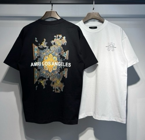Amiri High Street Fashion Printed Short Sleeve Unisex Casual Round Neck T-shirt