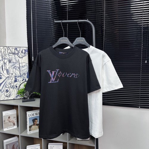 Louis Vuitton Classic Color Logo Printed T-shirt Unisex Casual Loose Short Sleeve