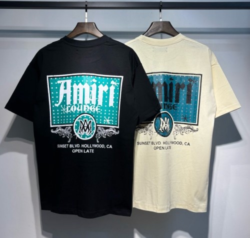 Amiri High Street Fashion Printed Short Sleeve Unisex Casual Round Neck T-shirt