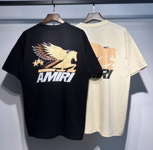 Amiri High Street Fashion Printed Short Sleeve Unisex Casual Round Neck T-shirt