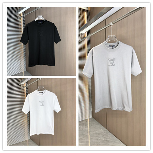 Louis Vuitton Classic Hot Diamond Logo T-shirt Unisex Casual Cotton Short Sleeve