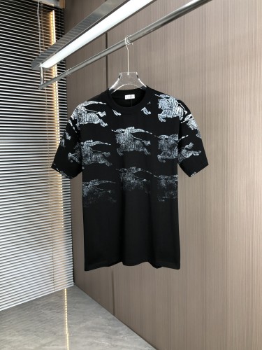 Burberry Fashion Full War Horse Printed T-shirt Unisex Casual Loose Short Sleeve