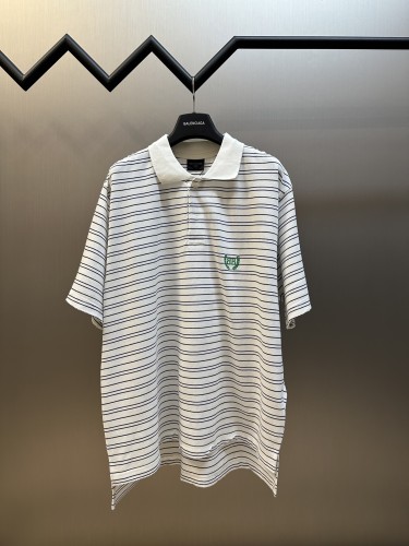 Balenciaga New Embroidered Wheat Spike Stripe Polo Short Sleeve