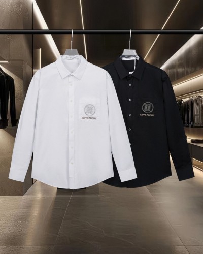 Givenchy Fashion Embroidery Logo Taro Wanxiang Leisure Long Sleeved Shirt