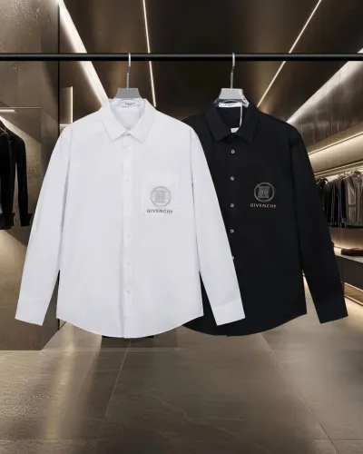 Givenchy Fashion Embroidery Logo Taro Wanxiang Leisure Long Sleeved Shirt