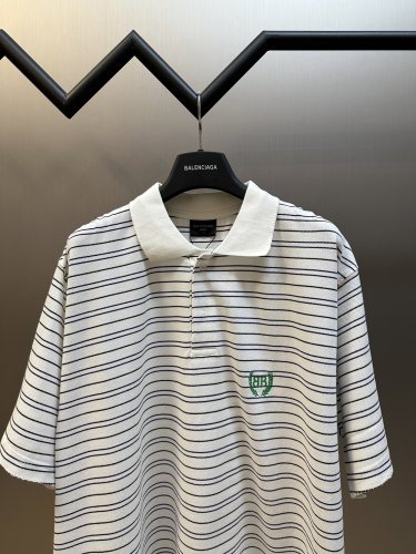 Balenciaga New Embroidered Wheat Spike Stripe Polo Short Sleeve