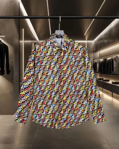Fendi Classic Full Color Double FF Logo Casual Long Sleeve Shirt