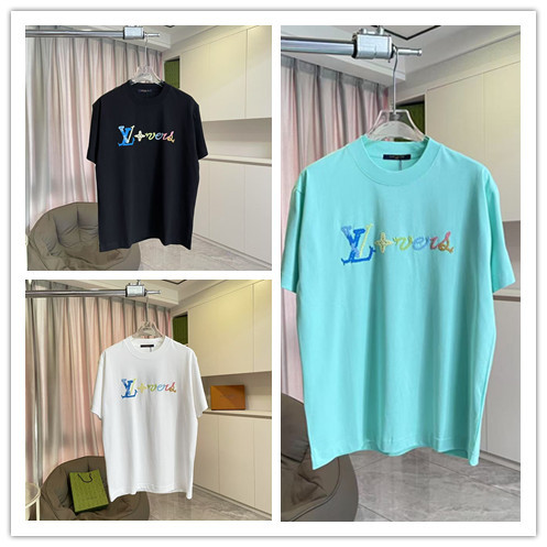 Louis Vuitton Fashion Embroidered Logo T-shirt Unisex Casual Versatile Short Sleeve